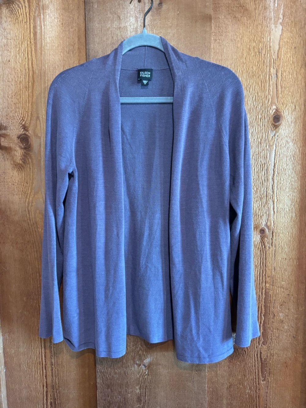 Eileen Fisher Silk Blend Open Front Cardigan Sweater Purple Lavender Medium M